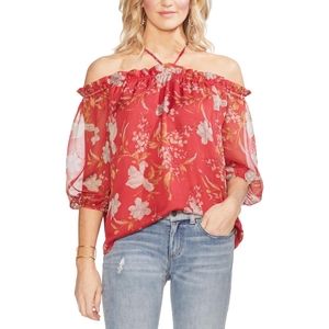 Vince Camuto Floral Off the Shoulder Blouse PLUS 1X EUC